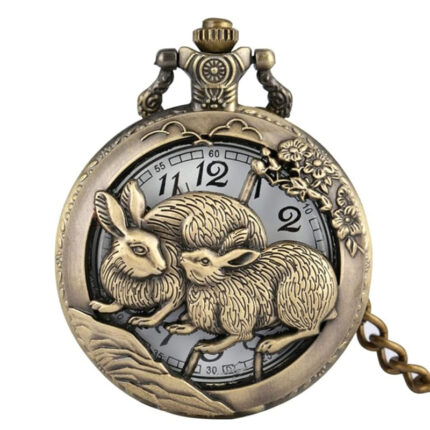 12간지 토끼띠 수입 정품 회중 시계_동물 수호 기념 황금 수입 여행 생일선물