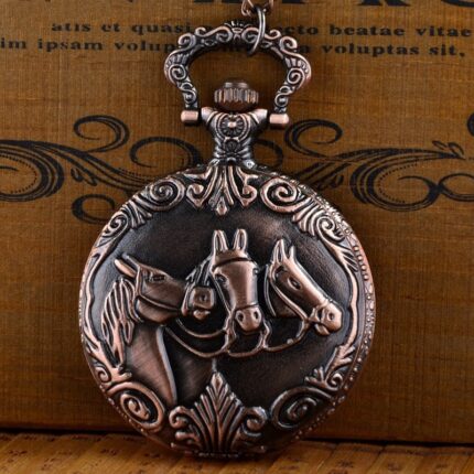 말띠 구리색 수입 정품 회중시계_쥬얼리 앤틱 목걸이 12지신