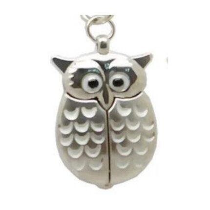 부엉이 은색 흰색 키링 소형 고급 회중 시계_기념품 여행 쥬얼리